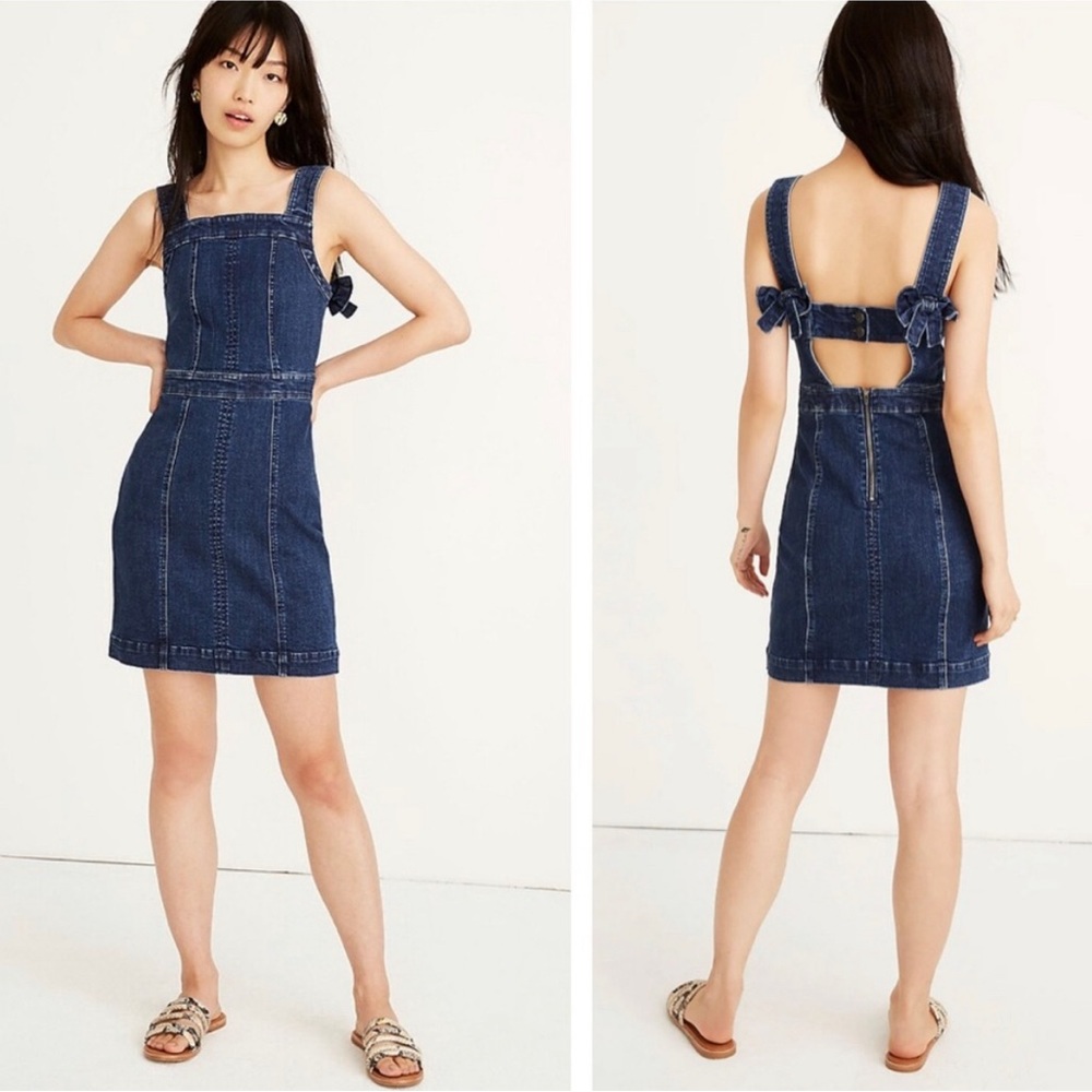NWOT Madewell xs denim bow dress